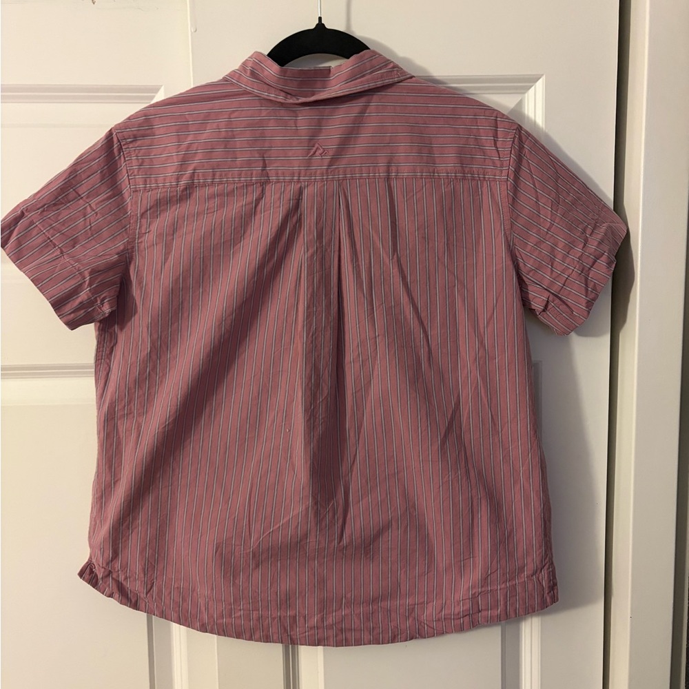 Women's Pink Striped Button Down Shirt - Picture 2 of 3